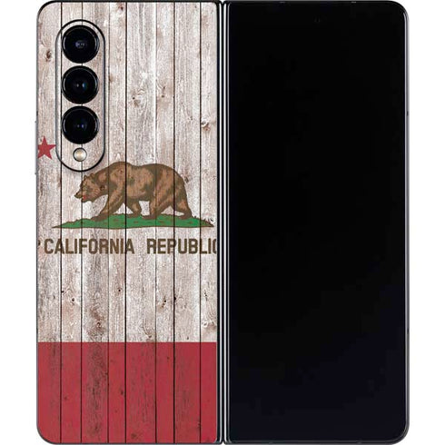 California Flag Dark Wood Galaxy Z Fold4 5G Skin